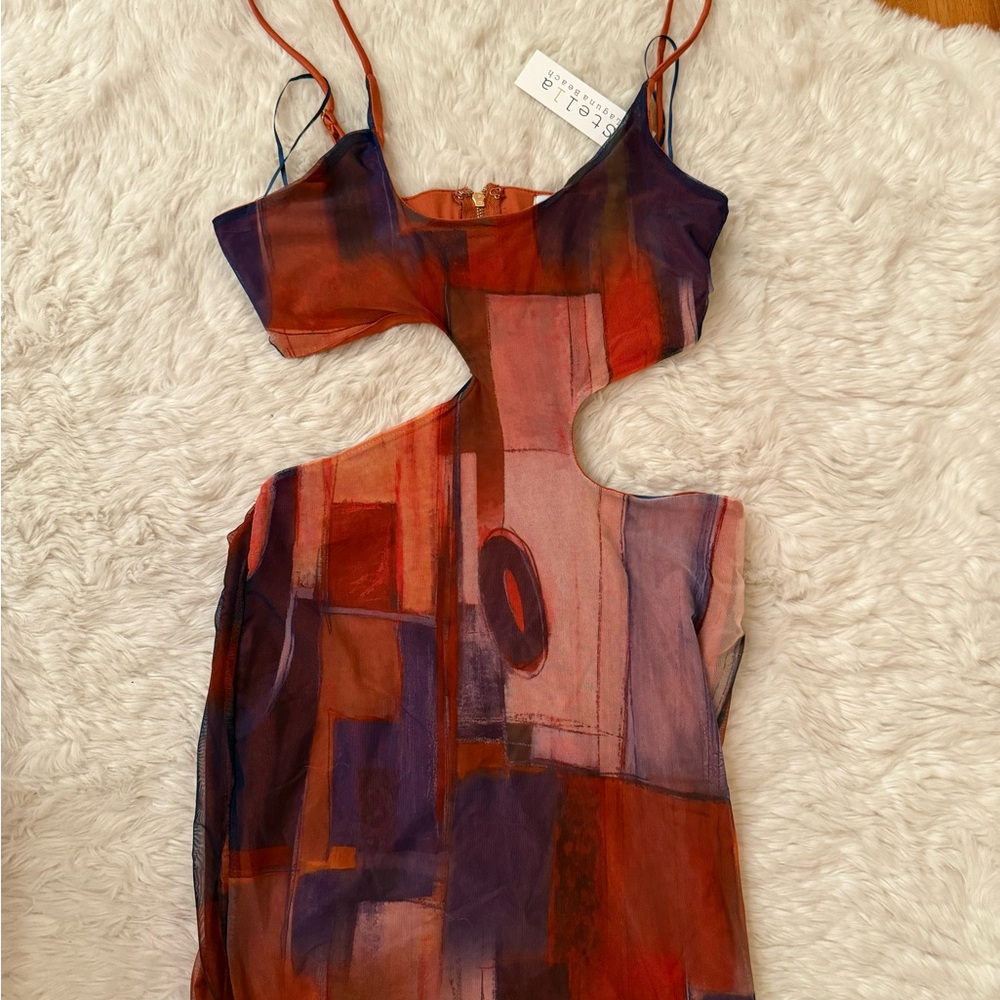 Stella Multicolor abstract cutout mini Strappy Dress